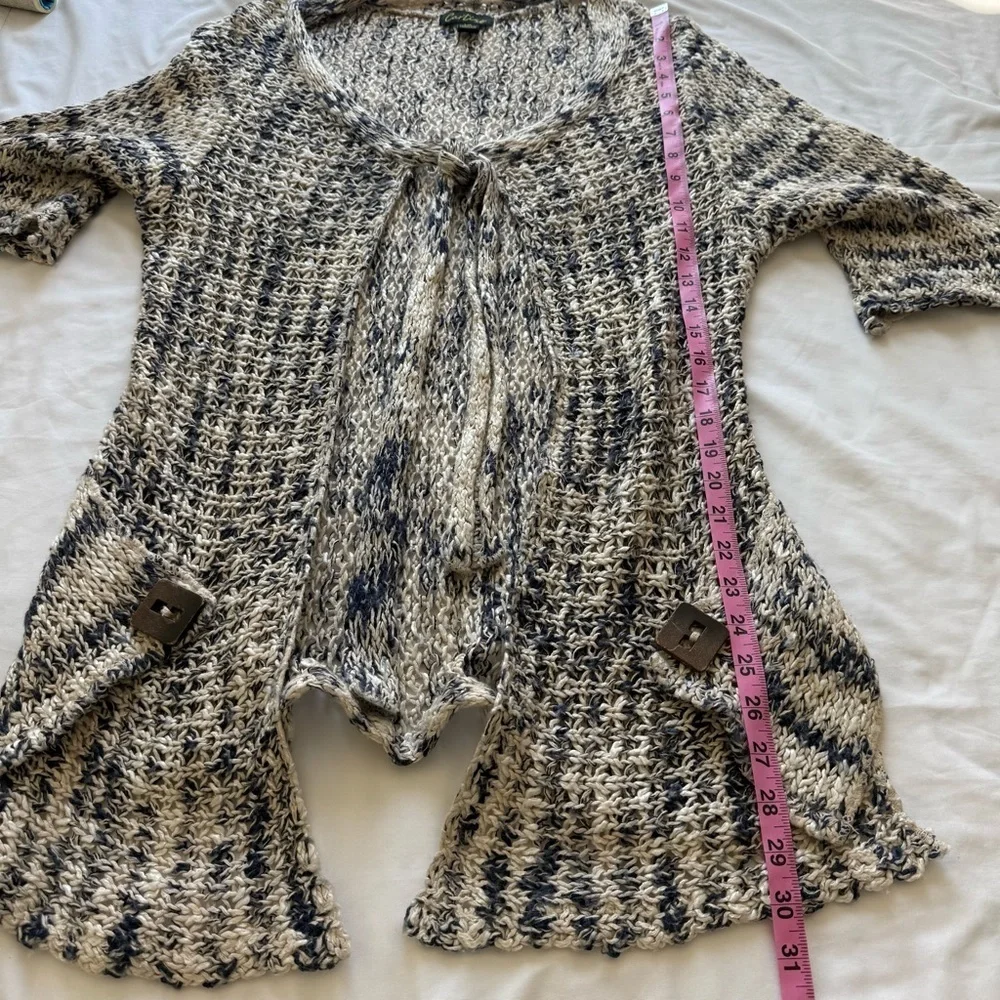 Vintage Y2K Cartise Knit Cardigan Tie Front Open Sweater Blue Fall‎ Outerwear L